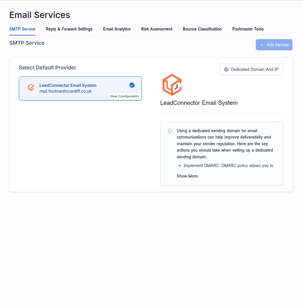 Email Services Dashboard