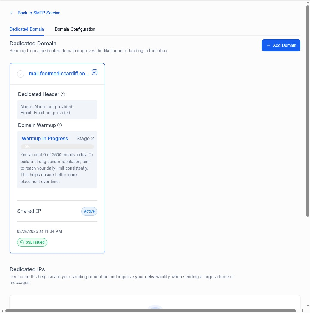 Dedicated Domain Configuration