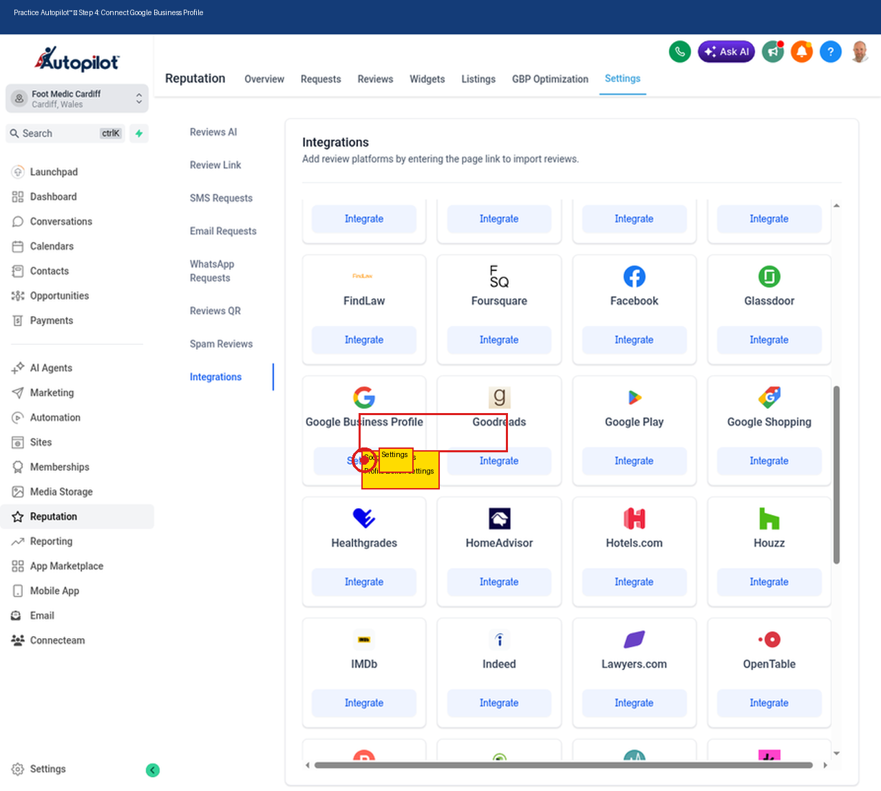 Step 4: Connect Google Business Profile