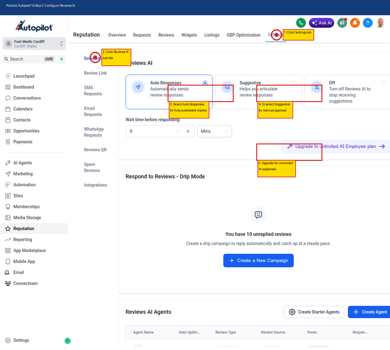 Step 2: Configure Reviews AI