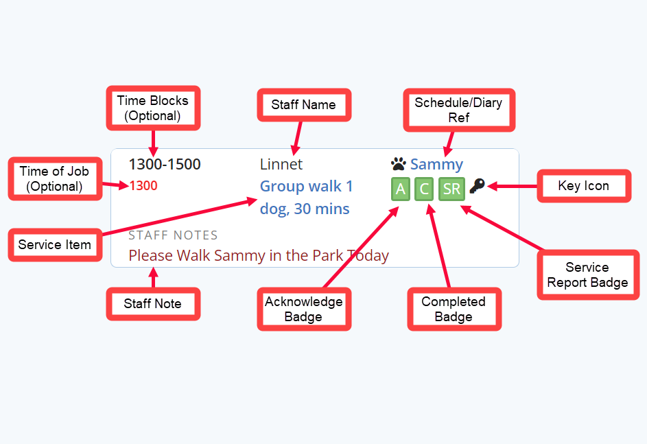 Schedule Column View explained in Dog Walking Software