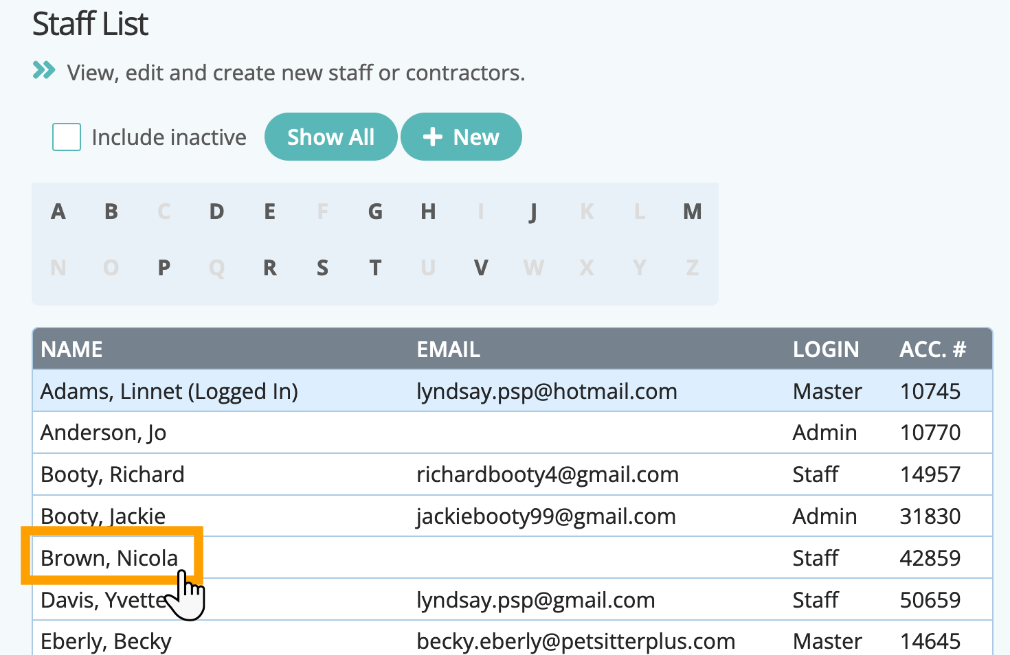 Set up staff to show in the planner in dog walking software