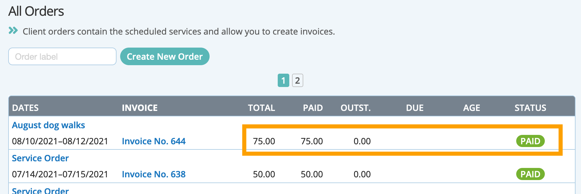 Add a credit to a client account in pet sitting software