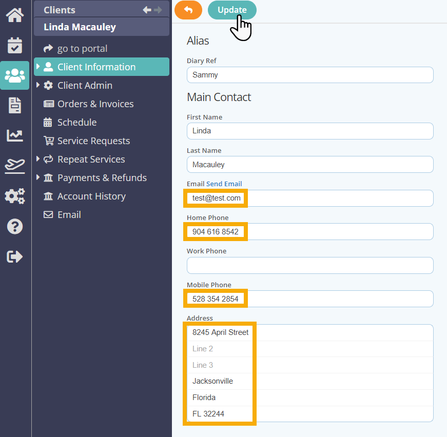 Learn how to add client data to a client account in dog walking software