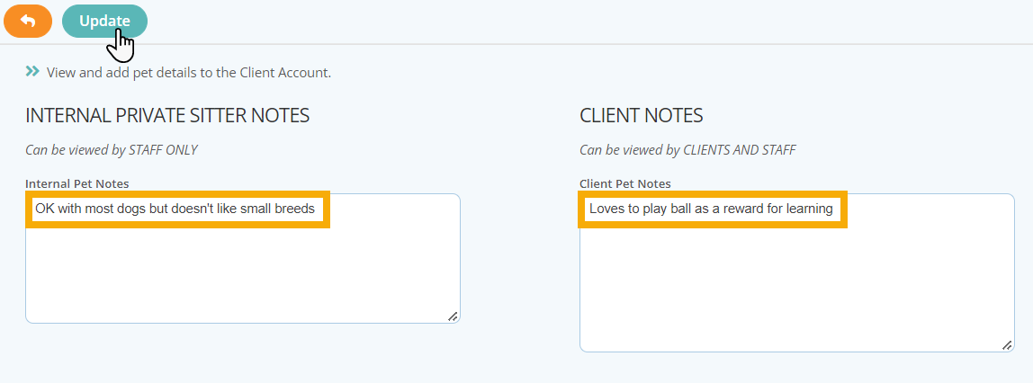 Learn how to add pet notes onto a client account in dog sitting software