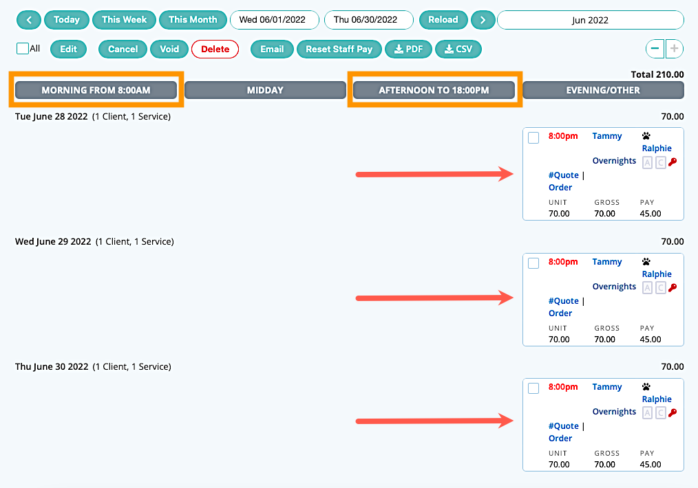 Learn how to edit the column headings in the schedule of cat sitting software