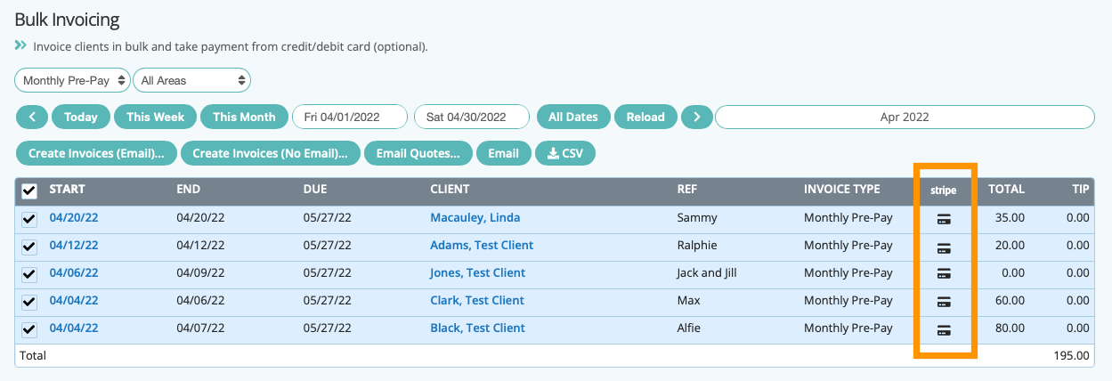 Learn how to create invoices and take payments via stripe in dog walking software