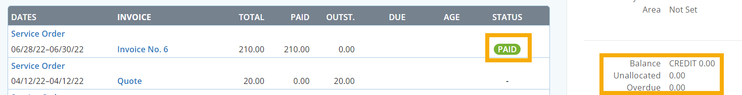 View payment status in Client Orders in dog daycare software