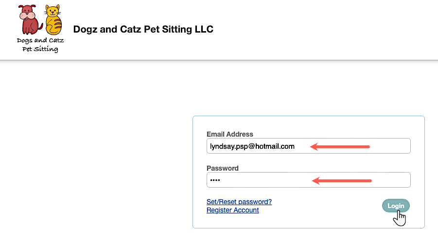 Learn how to login to a client portal in dog sitting software