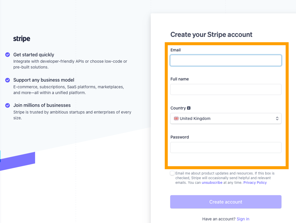 Learn how to create a new Stripe account in dog daycare software