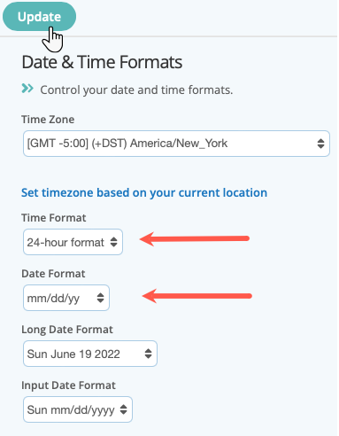 Learn how to change the date and time formats in admin settings in dog walker software.