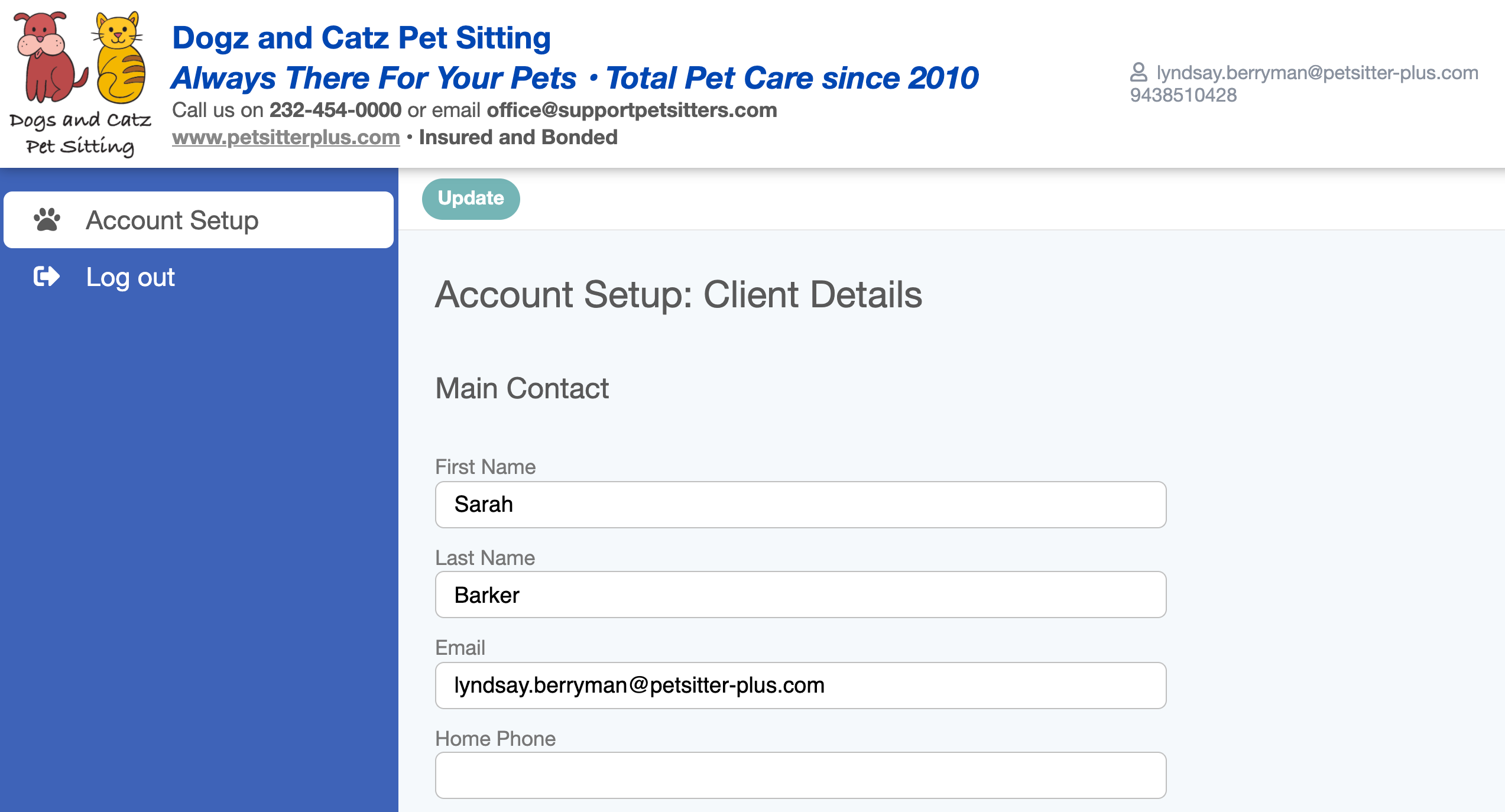 Clients should complete their account set up in dog day care software