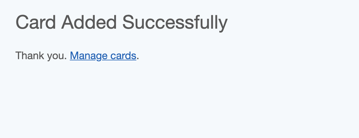 Succesful message when adding a card in cat sitting software