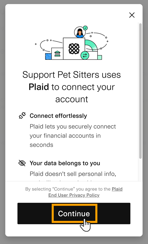 Connect your bank account in the US in dog walking software