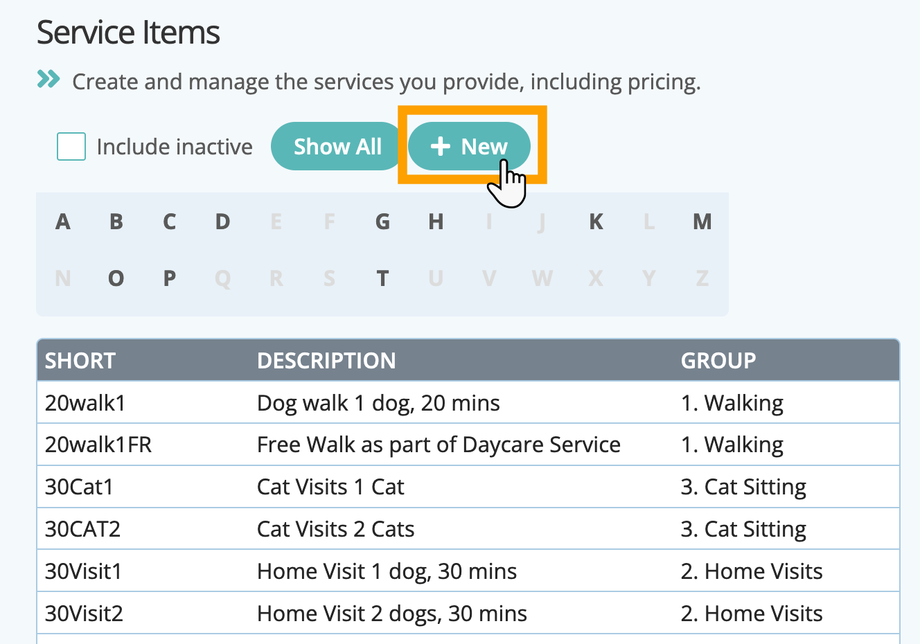 Add a new service to your pet sitting software