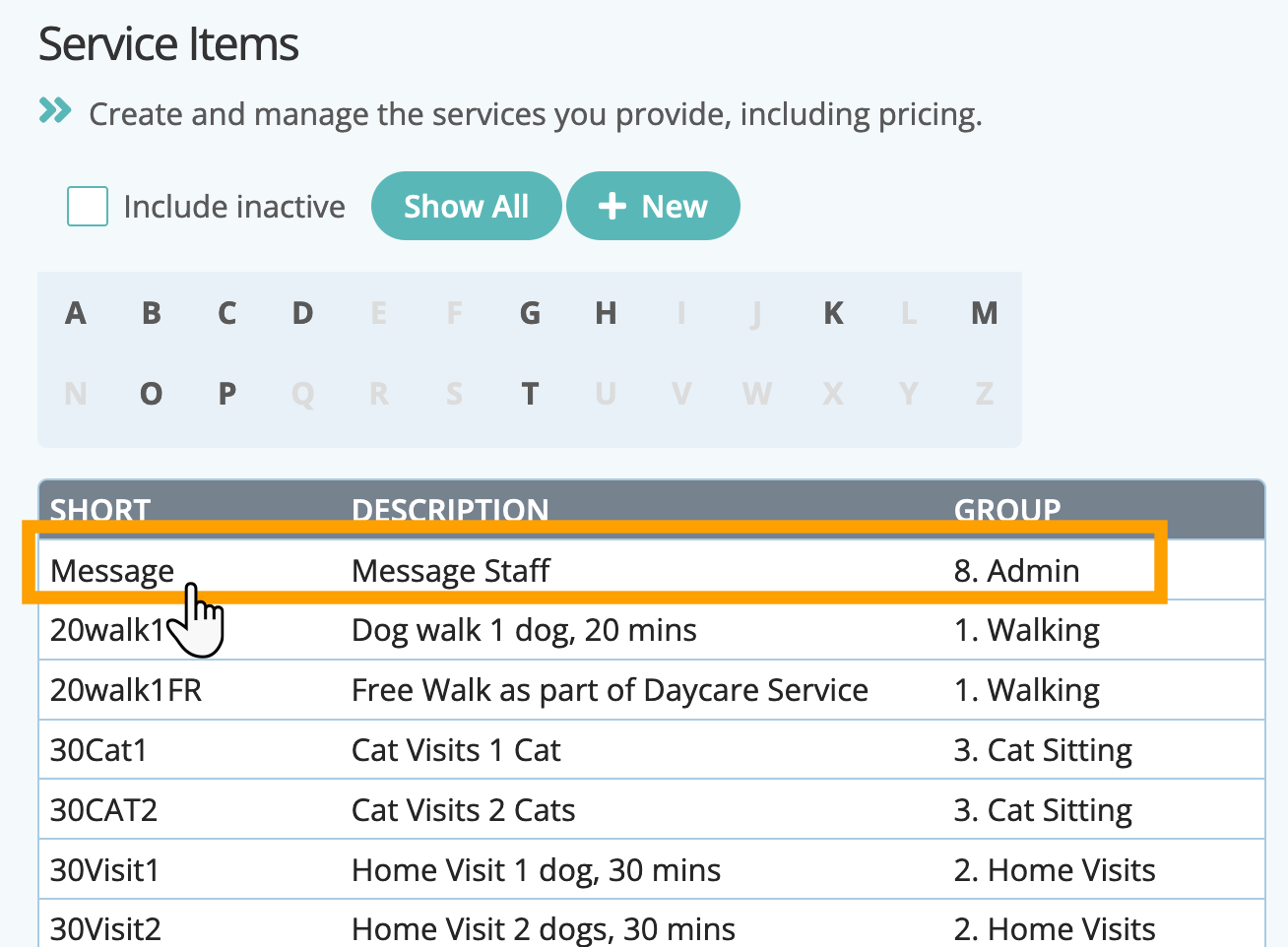 Delete a service in your pet sitting software