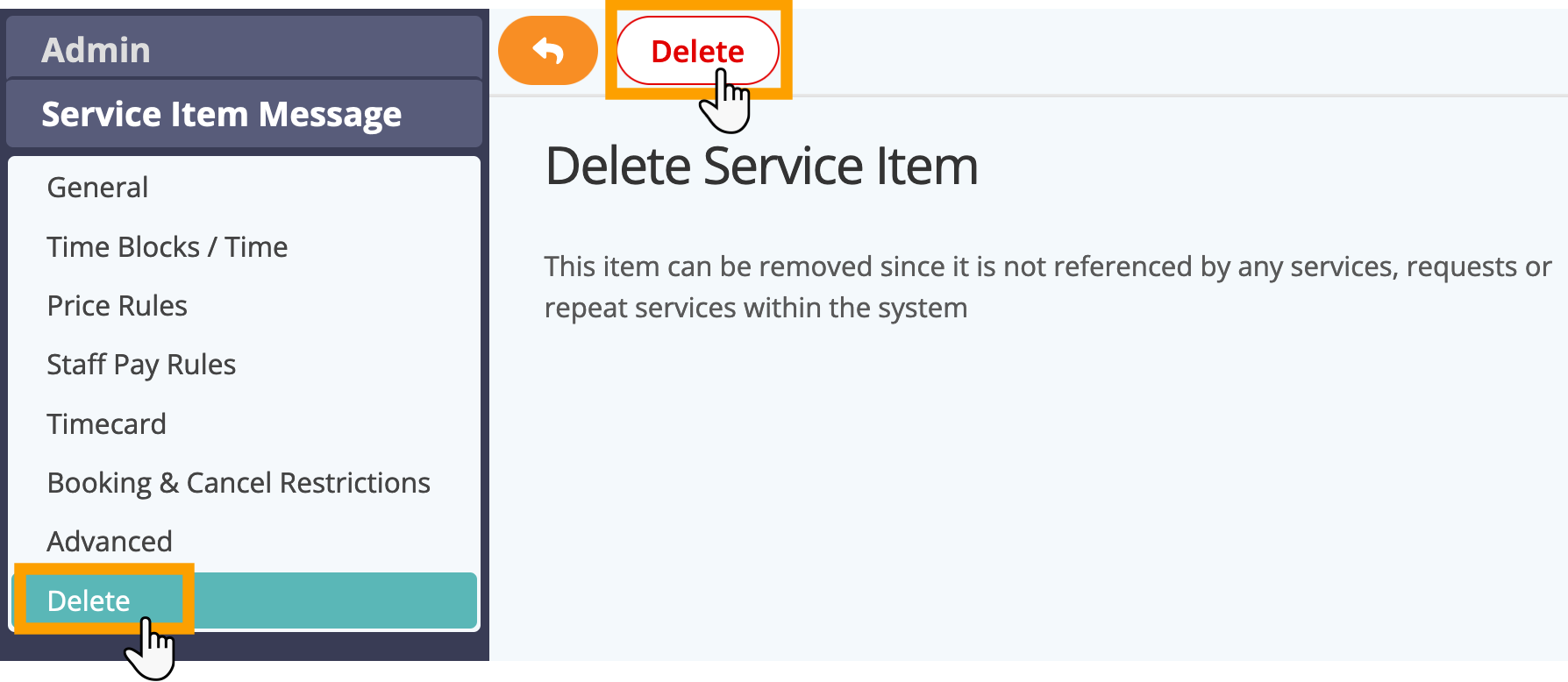 Delete a service to your dog walking software