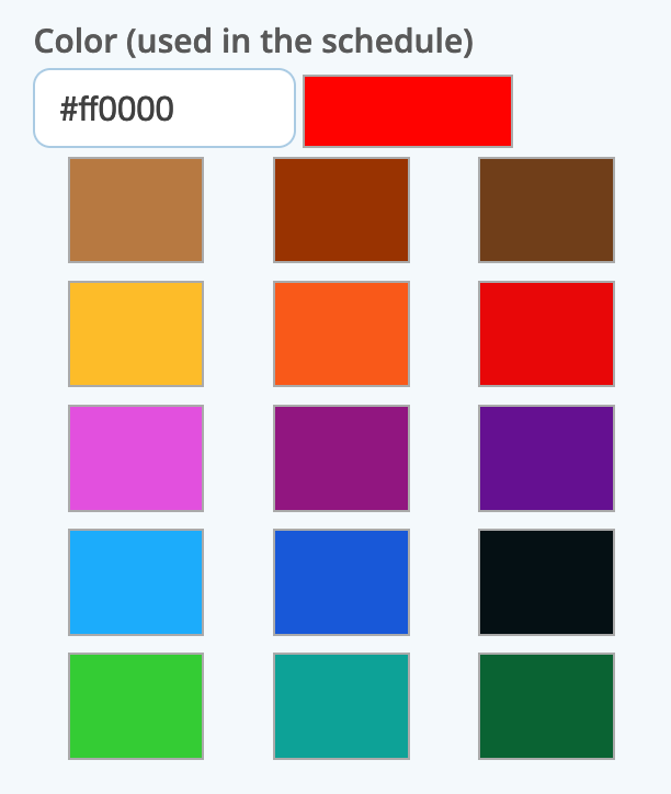 Select a color from the preset colour blocks for your dog boarding software