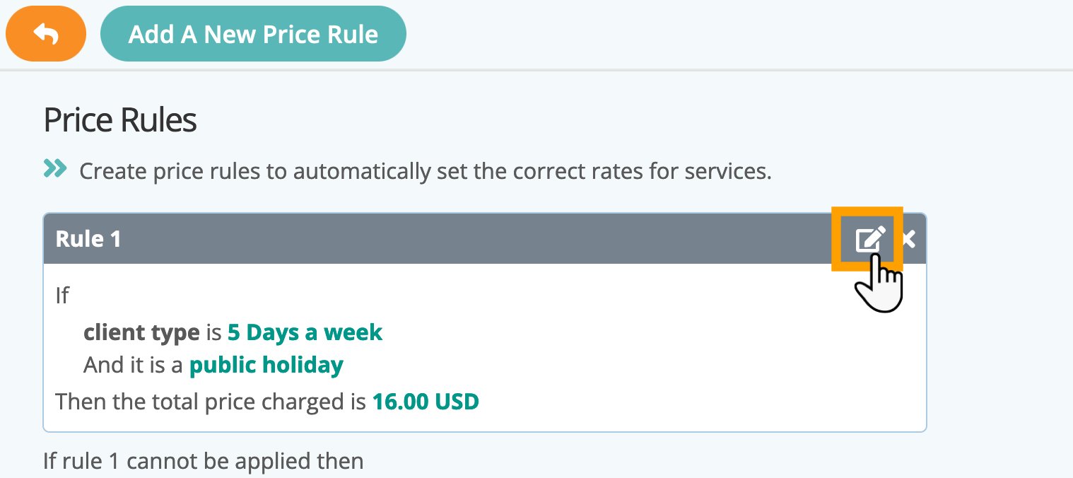 Editing a price rule in your service item in dog boarding software