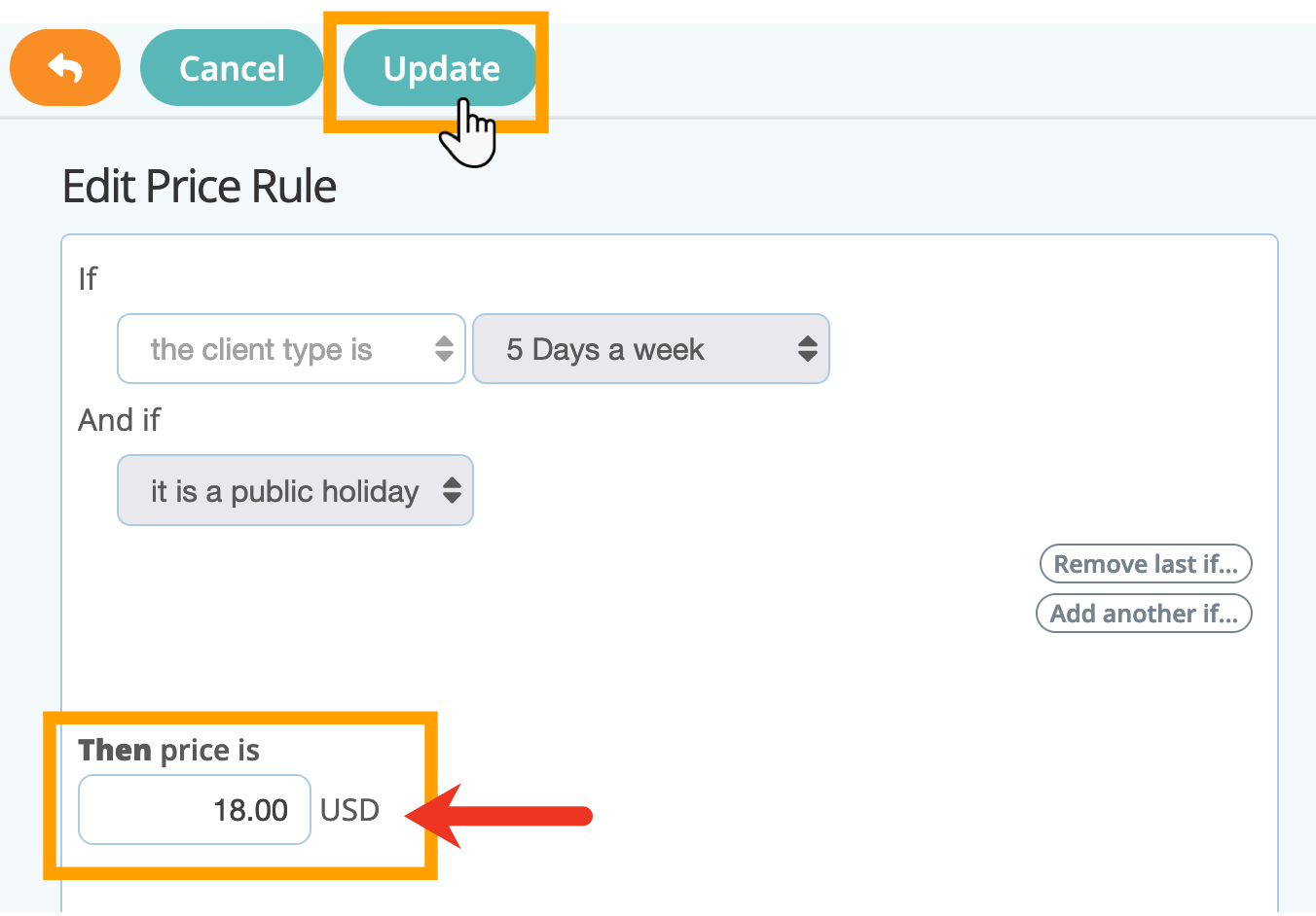 Edit a price rule in your service item in dog walker software