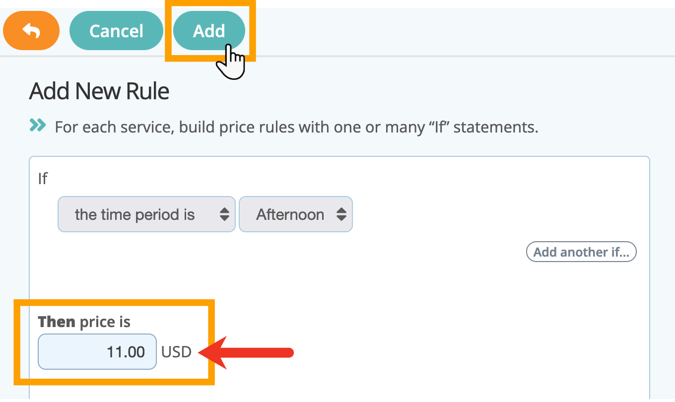 Add a price rule for a time period in your service item in cat sitting software