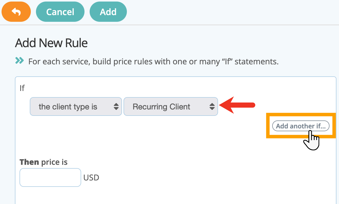 Add your first rule on client type in cat sitting software