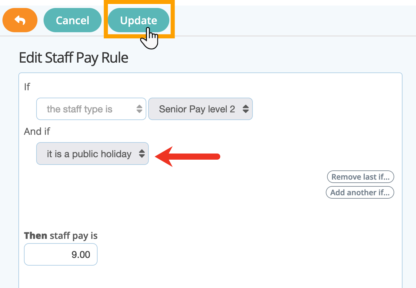 Edit a staff pay rule in your service item in dog walker software