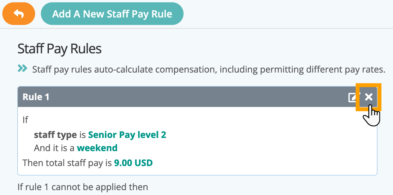 Deleting a staff pay rule in your service item in dog walking software