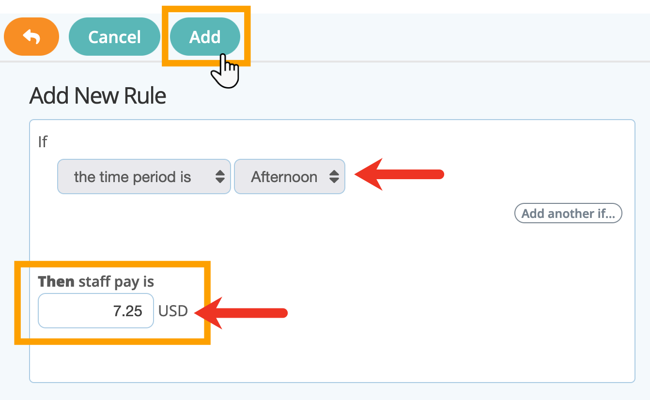 Add a staff pay rule for a time period in your service item in cat sitting software