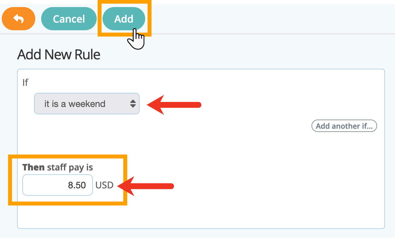 Add a staff pay rule for weekends in your service item in dog walking software