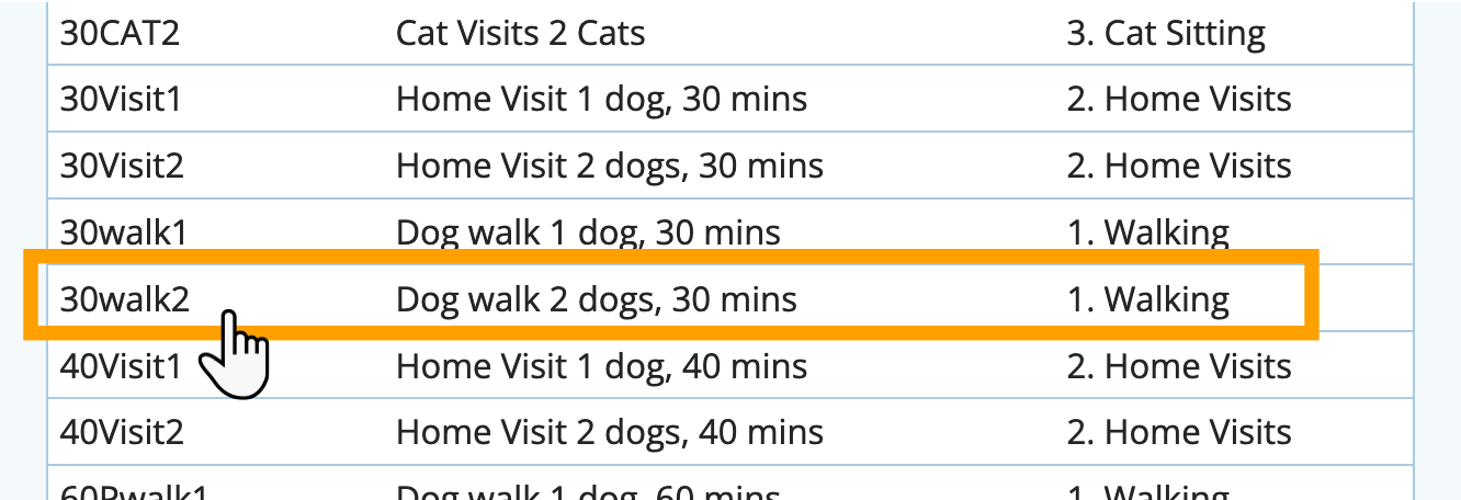 Select your service in your dog day care software