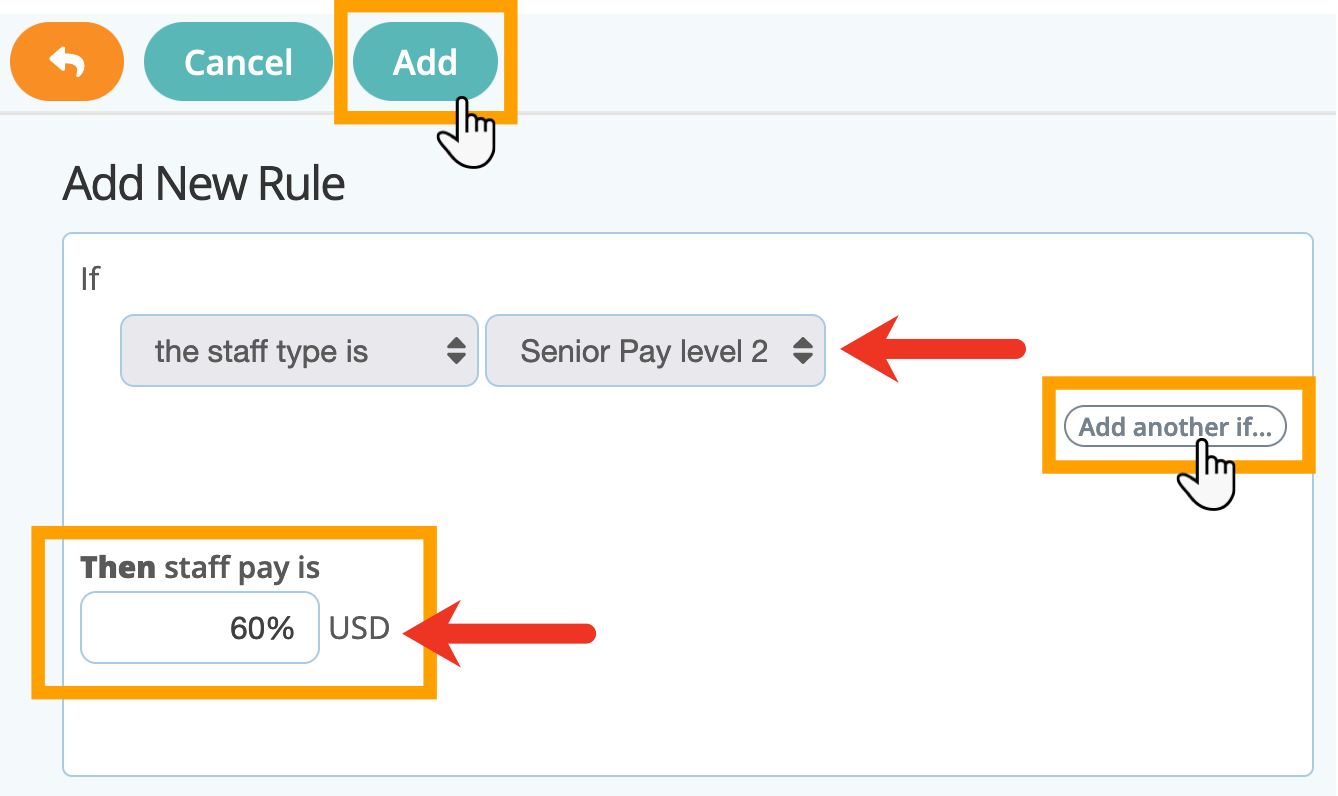 Add a multiple staff pay rule based on client type in your service item in dog walker software