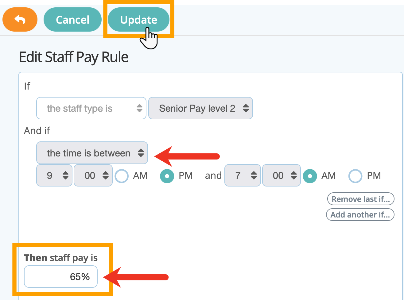 Add a multiple staff pay rule based on time of day in your service item in dog walker software