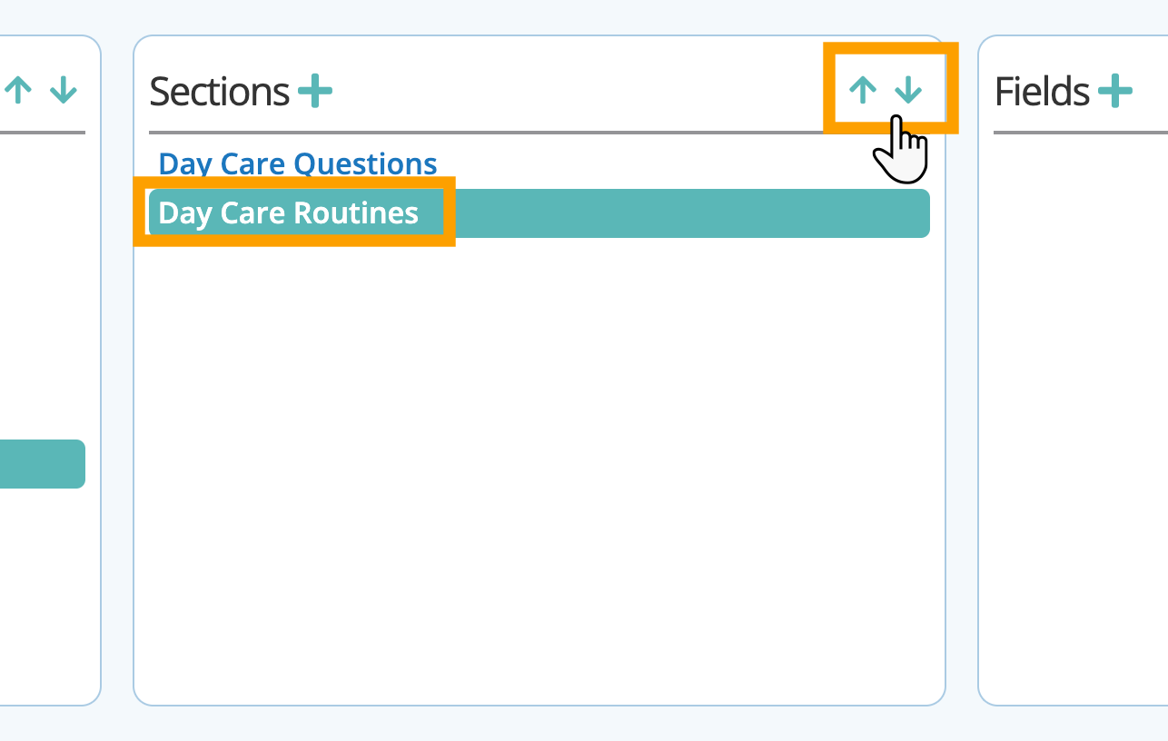 Move a section in custom fields in your dog day care software