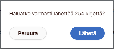 Kuva lähetyksen vahvistus viestistä