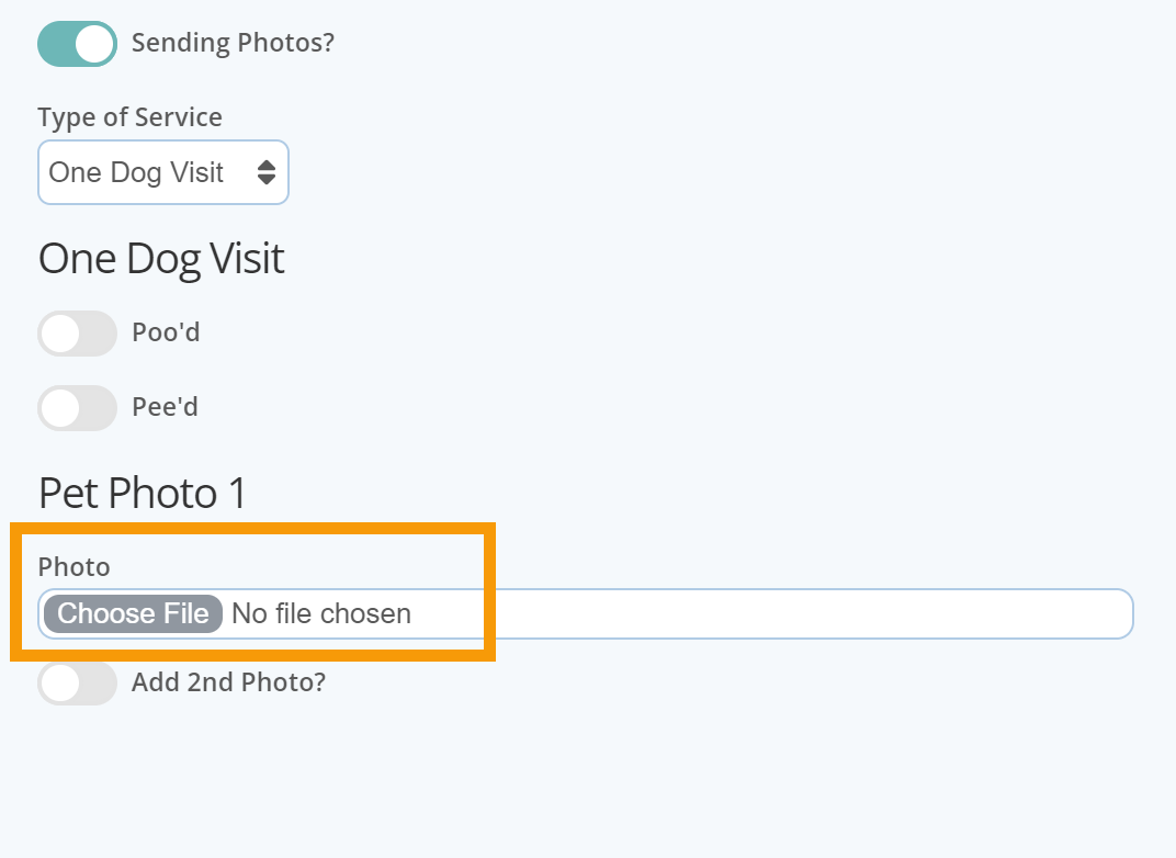 Send a photo of a clients pet with service report feedback in pet sitting software