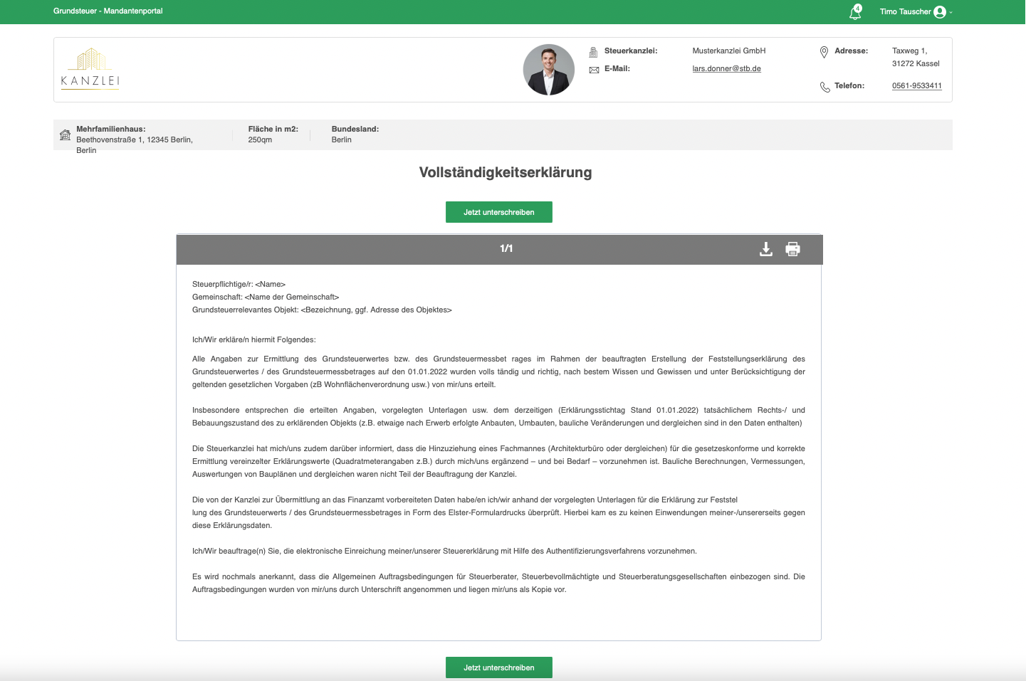 Vollständigkeitserklärung Beispiel
