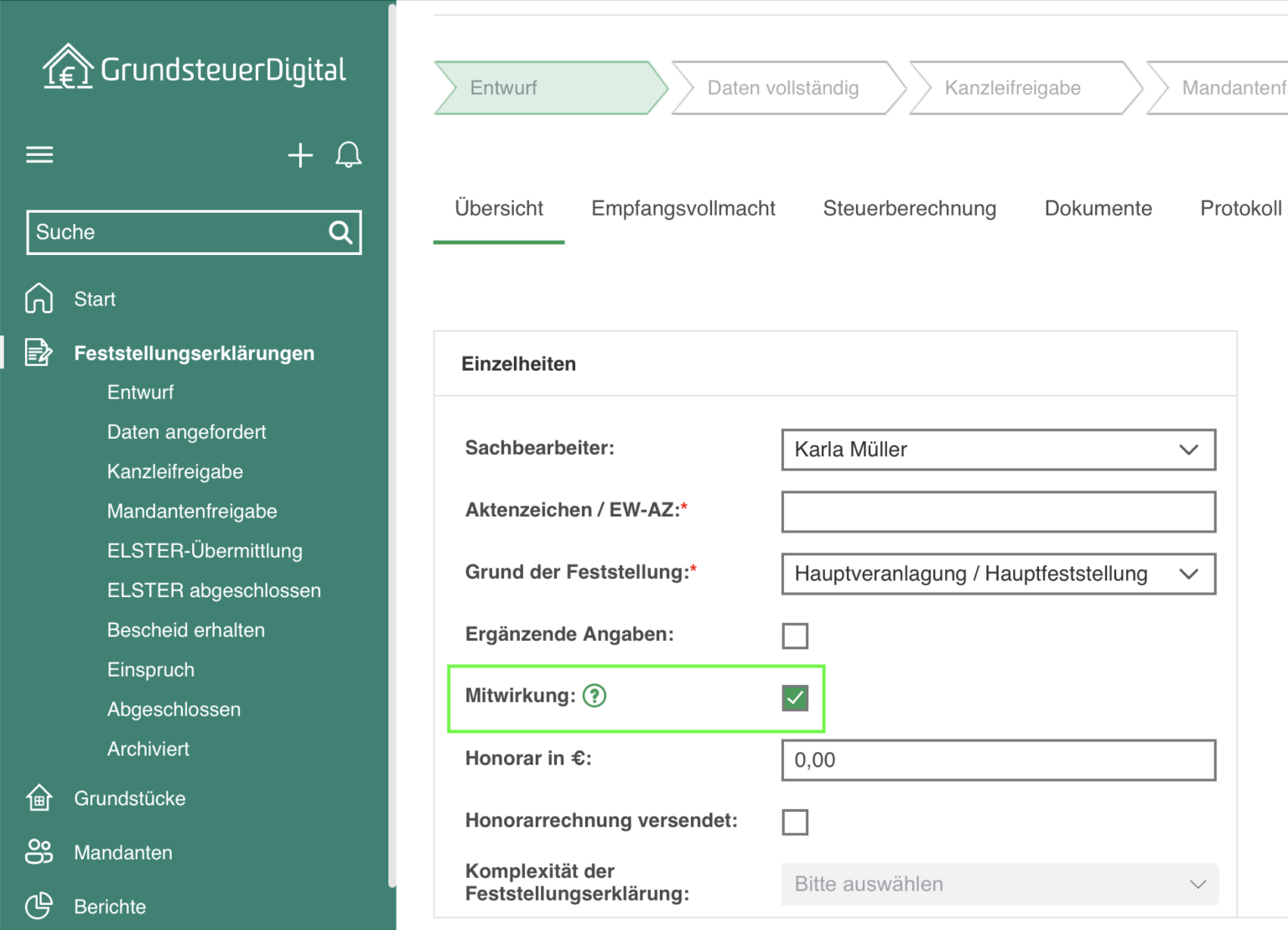 Mitwirkung Checkbox
