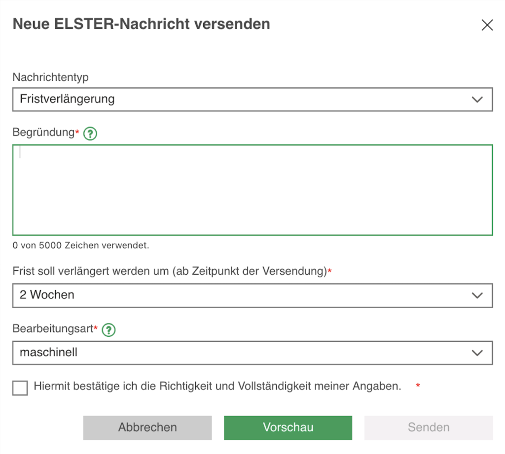 Fristverlängerung Formular
