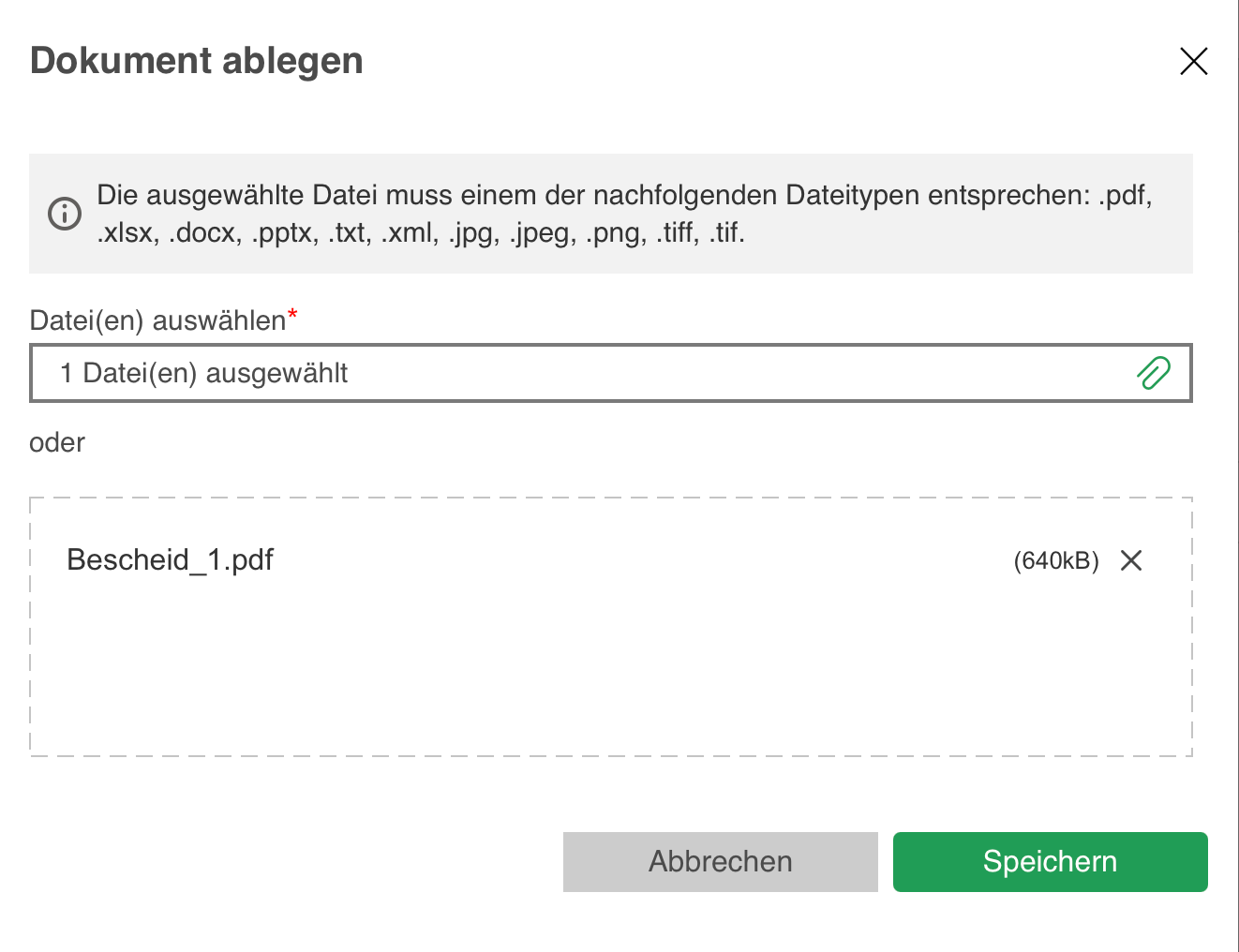 Dokument auswählen und öffnen
