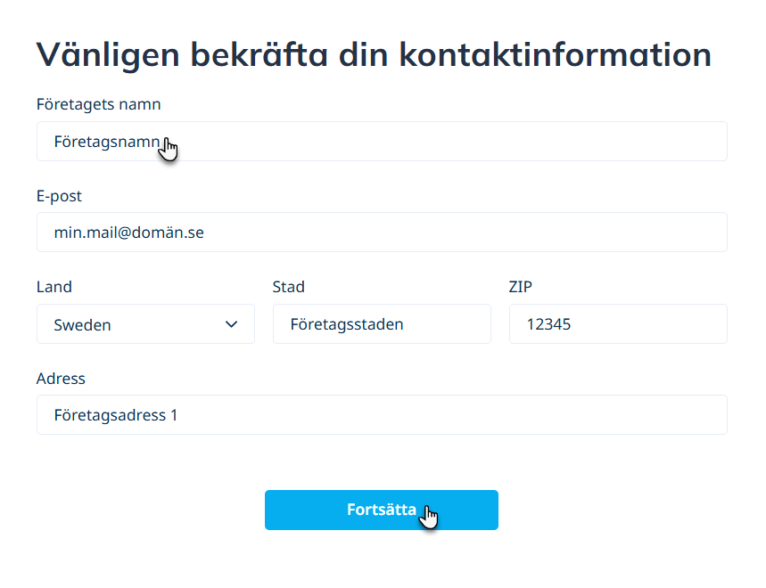 Lägg in kontaktinformation i SimplyBook.