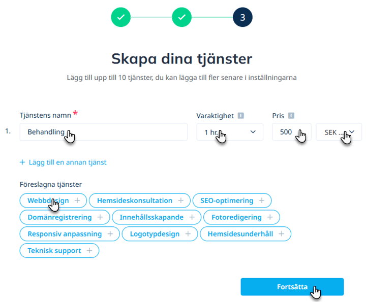 Simplybook.me - lägg till tjänster