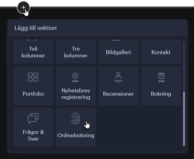Lägg till SimplyBook.me i en sektion på din webbplats
