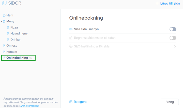 Onlinebokningssida för SimplyBook.me under Sidor