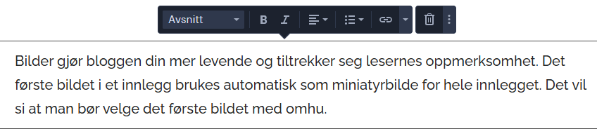 rediger blogginnlegg tekst