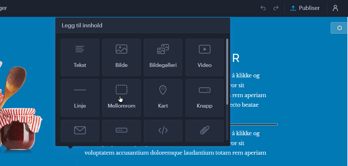 Velg mellomrom