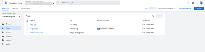 Hantera taggar i Google Tag manager