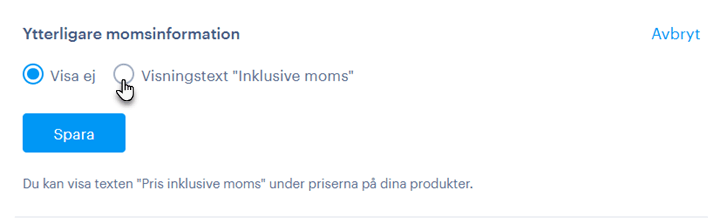 Prisvisning, visa pris med eller utan moms