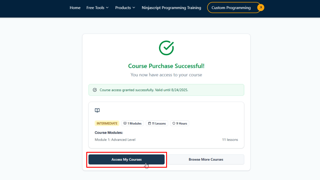 rize capital course purchase successful