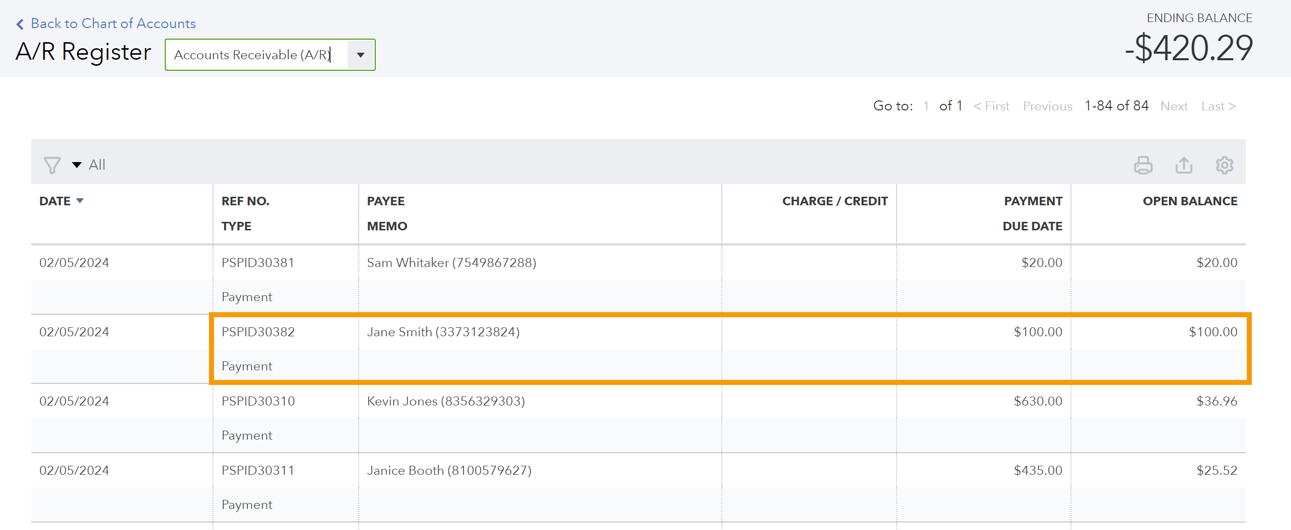 Undeposited Payment in Accounts Receivable QuickBooks Online Integration with Pet Sitting Software